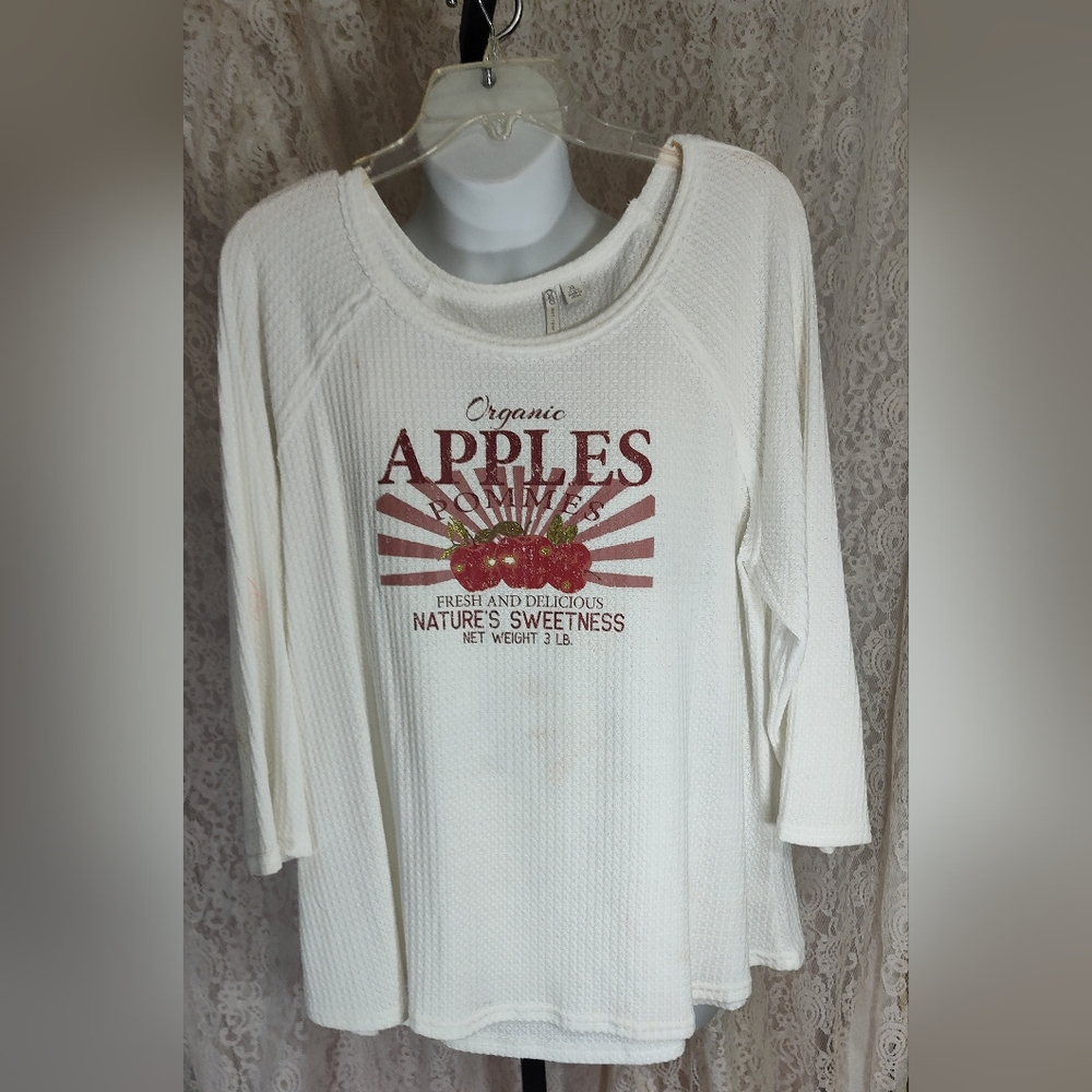 Whimsical waffle knit top autumn Apples